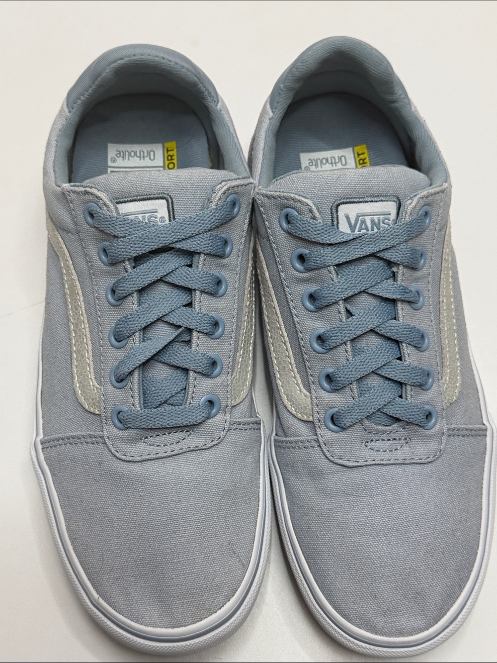 Vans Ward Low Top Sneakers Powder Blue Canvas Skate Shoes Ortholuxe